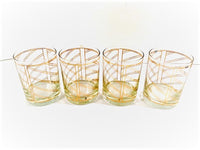 Load image into Gallery viewer, Culver Signed 22 Karat Gold Swirl Double Old Fashion Glasses (Set of 4)
