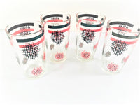 Load image into Gallery viewer, Mid-Century Pink and Black Weave Glasses (Set of 4)
