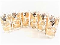Load image into Gallery viewer, Frank Maietta Signed Mid-Century Golden Bee and Flower Glasses (Set of 6)
