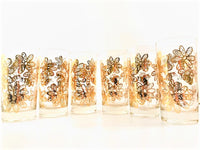 Load image into Gallery viewer, Frank Maietta Signed Mid-Century Golden Bee and Flower Glasses (Set of 6)
