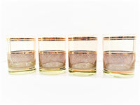 Load image into Gallery viewer, Culver Mid-Century Gold Netting Double Old Fashion Glasses (Set of 4)
