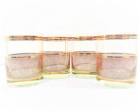 Load image into Gallery viewer, Culver Mid-Century Gold Netting Double Old Fashion Glasses (Set of 4)
