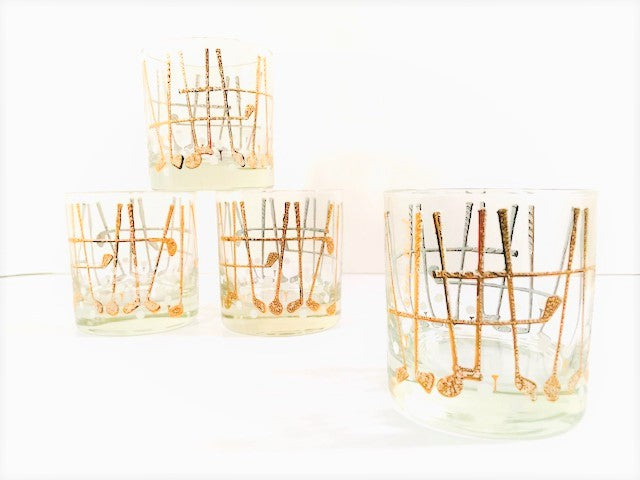 Georges Briard Signed Mid-Century Tee Time Glasses (Set of 4)