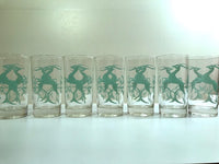 Load image into Gallery viewer, Federal Glass Mid-Century Art Deco Green Gazelle Glasses (Set of 7)
