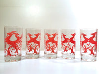 Load image into Gallery viewer, Federal Glass Mid-Century Art Deco Red Gazelle Glasses (Set of 5)
