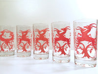 Load image into Gallery viewer, Federal Glass Mid-Century Art Deco Red Gazelle Glasses (Set of 5)
