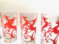 Load image into Gallery viewer, Federal Glass Mid-Century Art Deco Red Gazelle Glasses (Set of 5)
