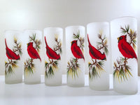 Load image into Gallery viewer, Gay Fad Mid-Century Cardinal and Pine Sprig Tall Collins Glasses (Set of 6)

