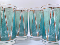 Load image into Gallery viewer, Libbey Partytime Blue and Green Atomic Peaks Cocktail Set (Set of 8 with Original Box)
