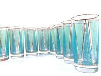 Load image into Gallery viewer, Libbey Partytime Blue and Green Atomic Peaks Cocktail Set (Set of 8 with Original Box)
