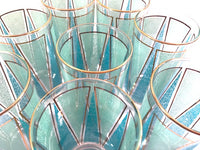 Load image into Gallery viewer, Libbey Partytime Blue and Green Atomic Peaks Cocktail Set (Set of 8 with Original Box)
