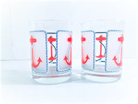 Load image into Gallery viewer, Culver Signed Mid-Century Anchors Away Double Old Fashion Glasses (Set of 2)
