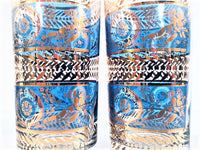 Load image into Gallery viewer, Vintage Hollywood Regency Gold and Blue Cherub Baroque Highball Glasses (Set of 4)
