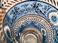 Load image into Gallery viewer, Vintage Hollywood Regency Gold and Blue Cherub Baroque Highball Glasses (Set of 4)
