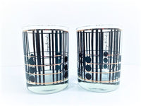 Load image into Gallery viewer, Georges Briard Signed Mid-Century Black and Gold Craftsman Style Double Old Fashion Glasses (Set of 2)
