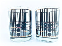 Load image into Gallery viewer, Georges Briard Signed Mid-Century Black and Gold Craftsman Style Double Old Fashion Glasses (Set of 2)
