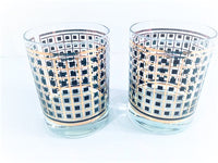 Load image into Gallery viewer, Georges Briard Signed Mid-Century Gold and Black Square Double Old Fashion Glasses (Set of 2 )
