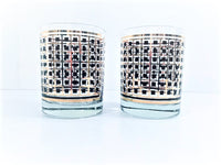 Load image into Gallery viewer, Georges Briard Signed Mid-Century Gold and Black Square Double Old Fashion Glasses (Set of 2 )
