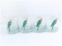 Load image into Gallery viewer, Cera Signed Mid-Century Caged Parrot Double Old Fashion Glasses (Set of 4)
