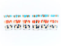 Load image into Gallery viewer, Mid-Century Gold-Turquoise-Orange and Black Glasses (Set of 6)
