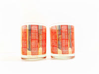 Load image into Gallery viewer, Georges Briard Signed Gold and Orange Abstract Double Old Fashion Glasses (Set of 2)
