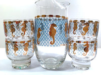 Load image into Gallery viewer, Culver Signed Mid-Century Seahorse 5-Piece Cocktail Set
