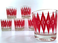 Load image into Gallery viewer, Mid-Century Red Starburst Glasses (Set of 6)
