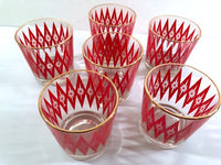 Load image into Gallery viewer, Mid-Century Red Starburst Glasses (Set of 6)
