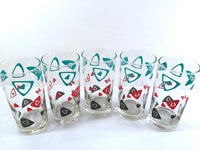 Load image into Gallery viewer, Dominion Glass Mid-Century Tri-Color Boomerang Glasses (Set of 5)

