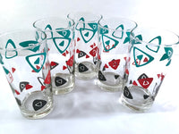 Load image into Gallery viewer, Dominion Glass Mid-Century Tri-Color Boomerang Glasses (Set of 5)
