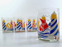 Load image into Gallery viewer, Culver Signed Mid-Century Sailboat and Lighthouse Double Old Fashion Glasses (Set of 4)
