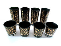 Load image into Gallery viewer, Georges Briard Signed Mid-Century Black and 22-Karat Gold 8-Piece Cocktail Set

