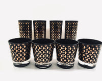 Load image into Gallery viewer, Georges Briard Signed Mid-Century Black and 22-Karat Gold 8-Piece Cocktail Set
