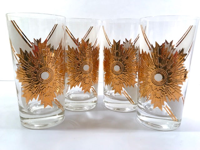 Fred Press Signed Mid-Century Royal Medallion Glasses (Set of 4)