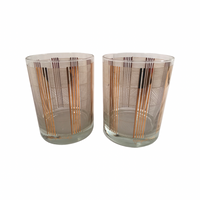 Load image into Gallery viewer, Georges Briard Signed Gold and White Abstract Double Old Fashion Glasses (Set of 2)
