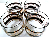 Load image into Gallery viewer, Georges Briard Signed Mid-Century Black and 22-Karat Gold Double Old Fashion Roly Poly Glasses (Set of 4)
