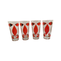 Load image into Gallery viewer, Anchor Hocking Mid-Century Retro Orange and 22-Karat Gold Atomic Abstract Highball Glasses (Set of 4)

