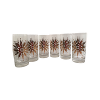 Load image into Gallery viewer, Helen Conroy Signed Mid-Century Golden Snowflake Glasses (Set of 6)
