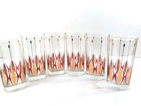 Load image into Gallery viewer, Mid-Century Cranberry and Gold Deco Glasses (Set of 6)
