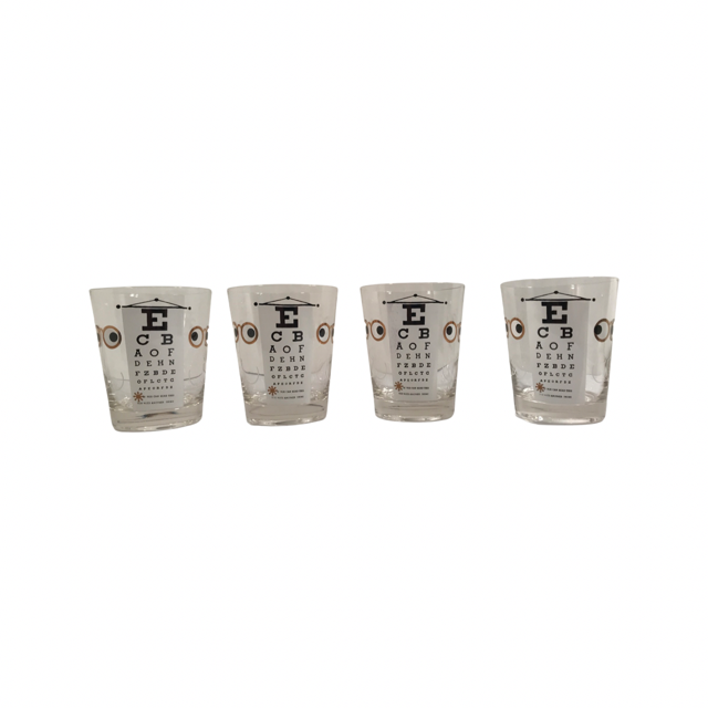 Vintage Eye Chart Double Old Fashion Glasses (Set of 4)