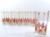 Load image into Gallery viewer, Mid-Century Cranberry and Gold Deco Glasses (Set of 6)

