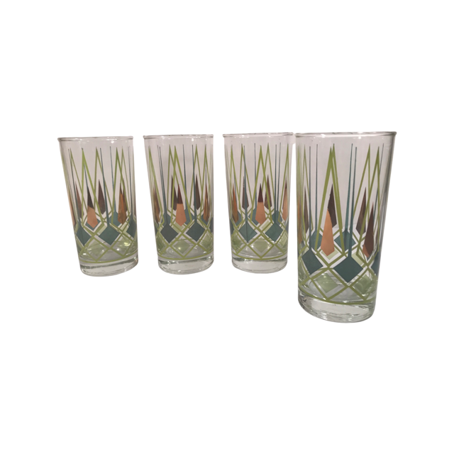 Federal Glass Art Deco Highball Glasses (Set of 4)