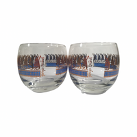 Load image into Gallery viewer, Georges Briard Signed Blue Art Deco Roly Poly Glasses (Set of 4)
