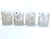 Load image into Gallery viewer, Georges Briard Signed Mid-Century Silver Reindeer Double Old Fashion Glasses (Set of 4)
