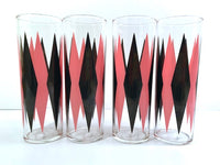 Load image into Gallery viewer, Federal Glass Mid-Century Pink and Black Harlequin Tall Collins Glasses (Set of 4)
