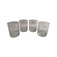 Load image into Gallery viewer, Georges Briard Signed Gold and Frosted Diamonds Double Old Fashion Glasses (Set of 4)
