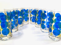 Load image into Gallery viewer, Federal Glass Mid-Century Blue and Yellow Atomic Circle Glasses (Set of 8)
