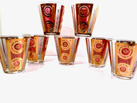 Load image into Gallery viewer, Georges Briard Signed Mid-Century Amethyst and Gold Double Old Fashion Glasses (Set of 7)
