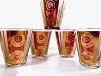 Load image into Gallery viewer, Georges Briard Signed Mid-Century Amethyst and Gold Double Old Fashion Glasses (Set of 7)

