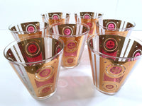 Load image into Gallery viewer, Georges Briard Signed Mid-Century Amethyst and Gold Double Old Fashion Glasses (Set of 7)
